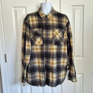 Wrangler tan black plaid‎ fleece button down jacket men's XL